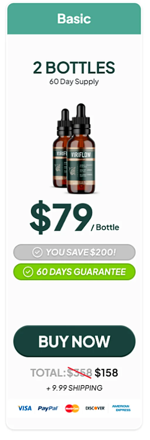 ViriFlow 2 bottle basic package, 60 day supply, $79 per bottle, buy now
